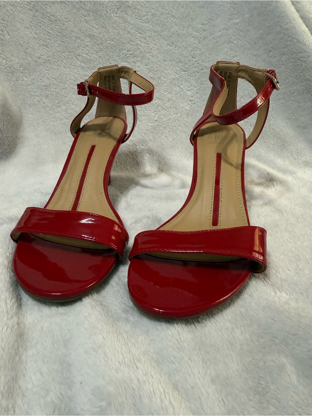 new directions Red Patent Ankle-Strap Heels